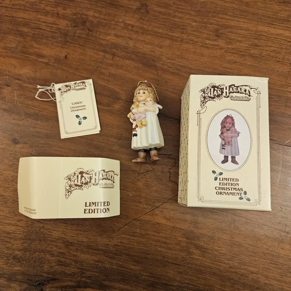 Vintage 1980s Limited Edition Jan Hagara Carol Christmas Ornament Original Box